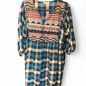 Hayden Blue and Brown Plaid mini dress
